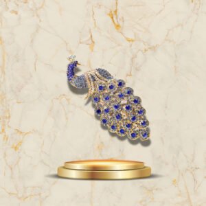 Broche paon Art Déco dorée et bleue pour un look raffiné et luxueux