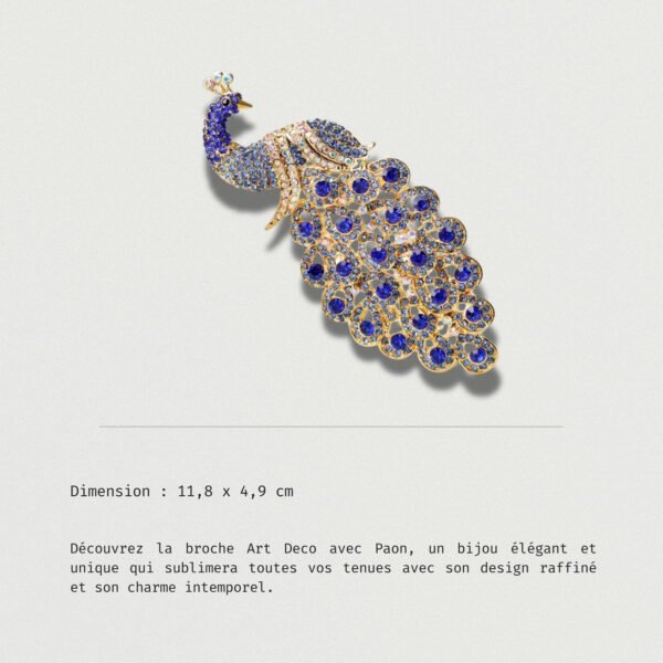 Bijou Broche Art Déco Avec Paon élégant, symbole de beauté et fierté