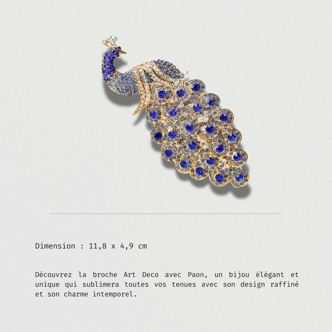 Bijou Broche Art Déco Avec Paon élégant, symbole de beauté et fierté