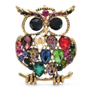 broche hibou strass
