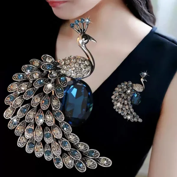 bijou femme broche paon