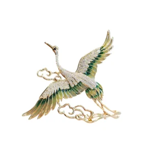broche oiseau strass