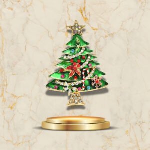 Bijou broche en forme de sapin de Noël moderne, accessoire chic et festif