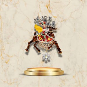 Bijou broche de Noël en forme de renne, décorée de cristaux et émail festif