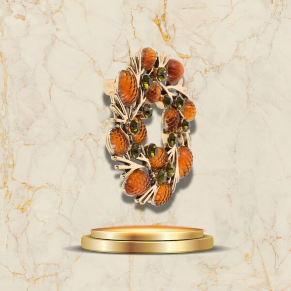 Broche de Noël pour homme élégante en forme de couronne dorée et brune