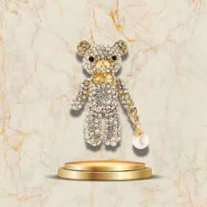 Broche de Noël luxueuse dorée, accessoire brillant pour les fêtes