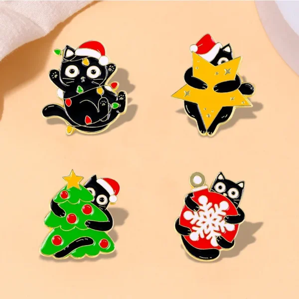 Broche festive chat