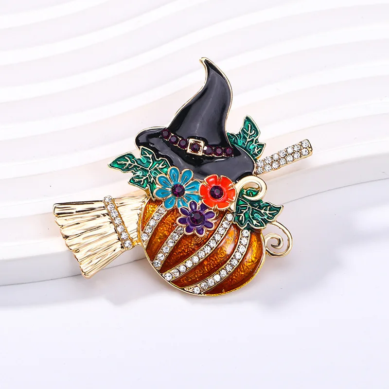 broche halloween citrouille sorciere