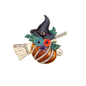 broche citrouille sorcière