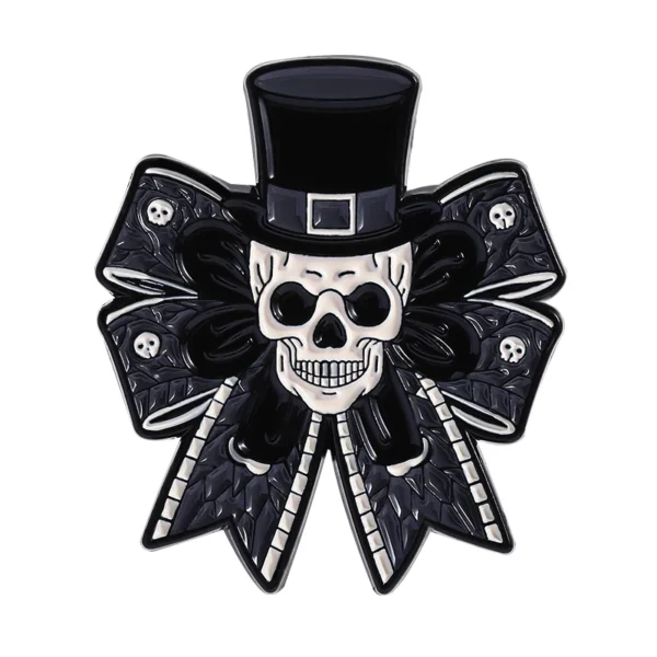 broche métal halloween nœud