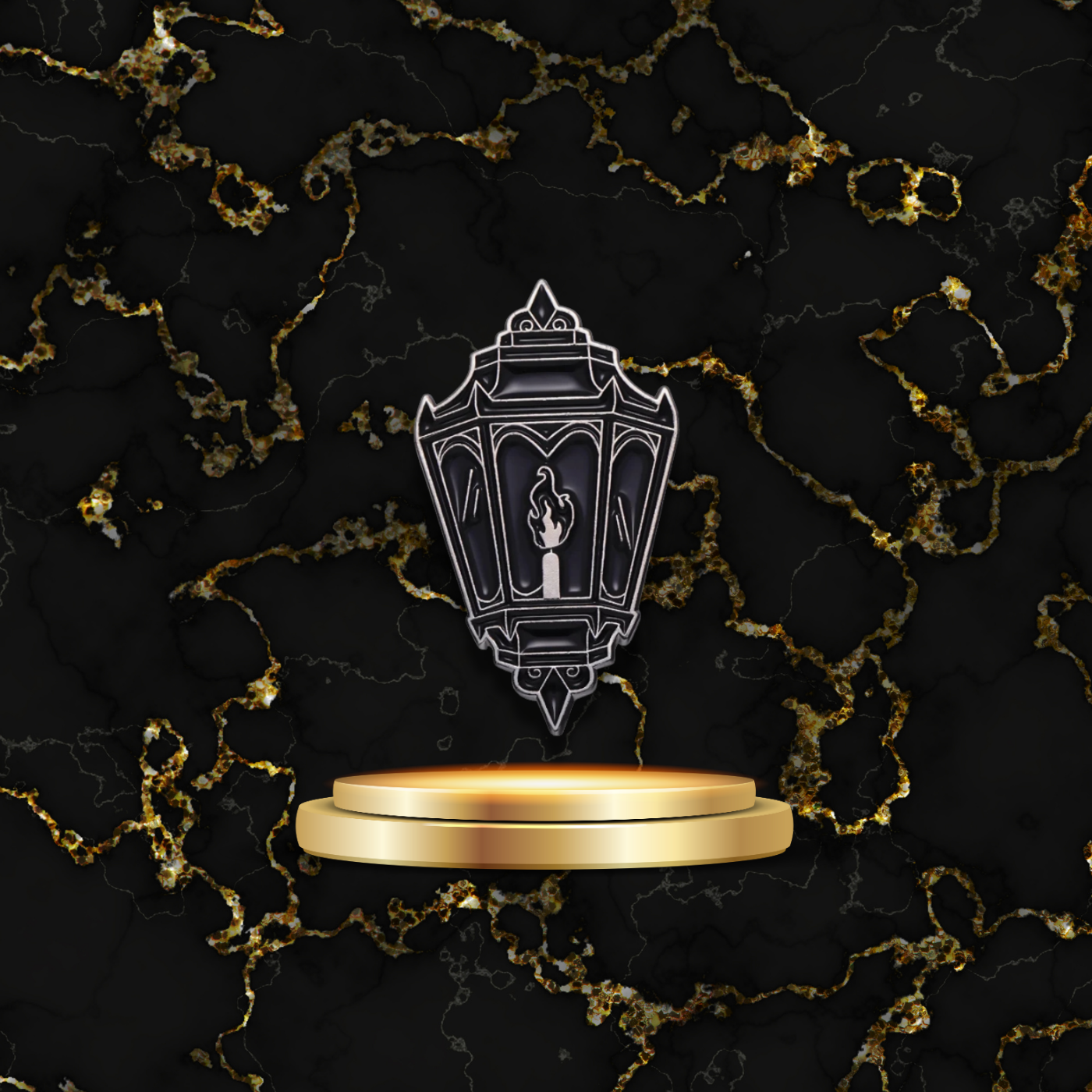 Bijou fantaisie broche gothique lanterne avec flamme