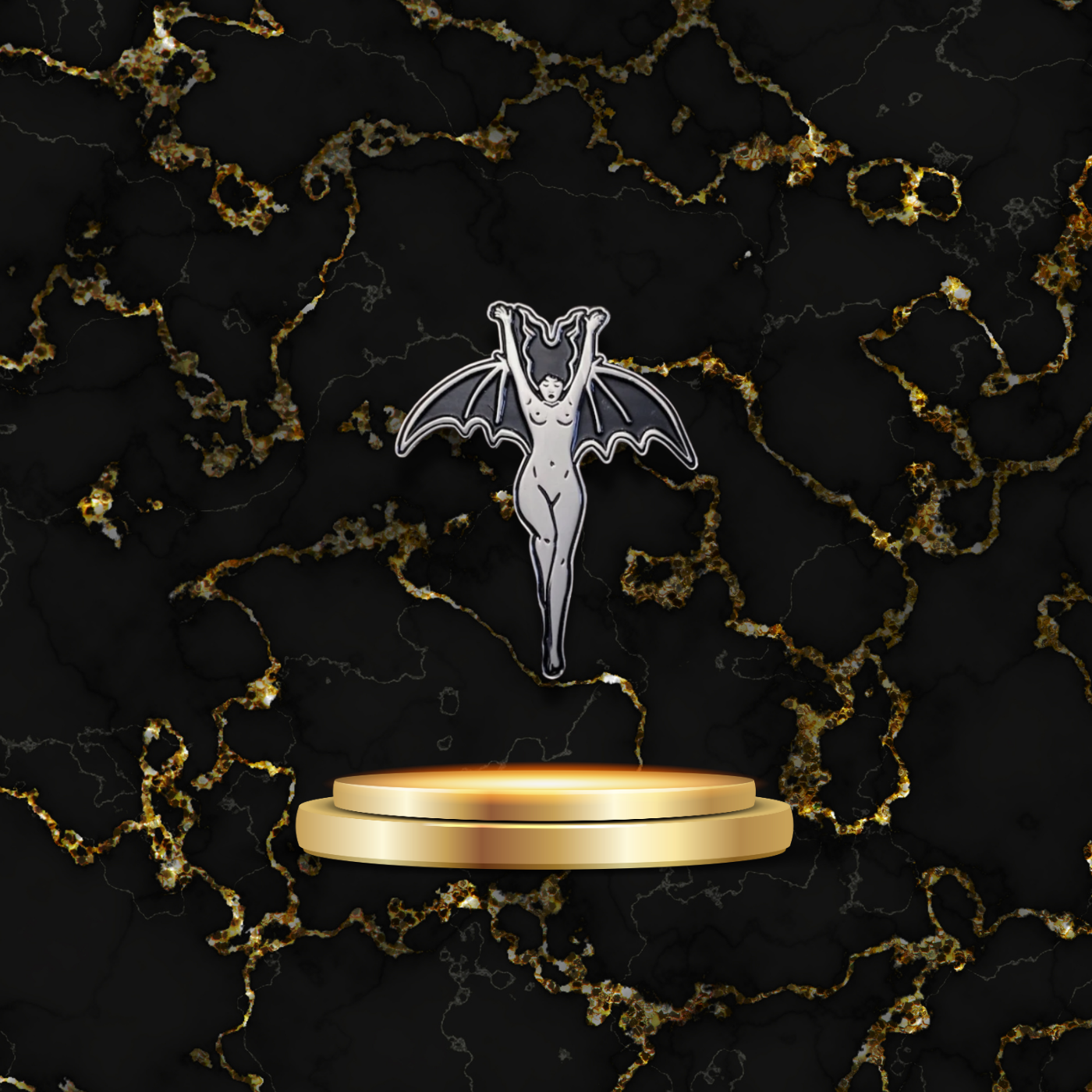 Broche femme vampire avec ailes de chauve-souris