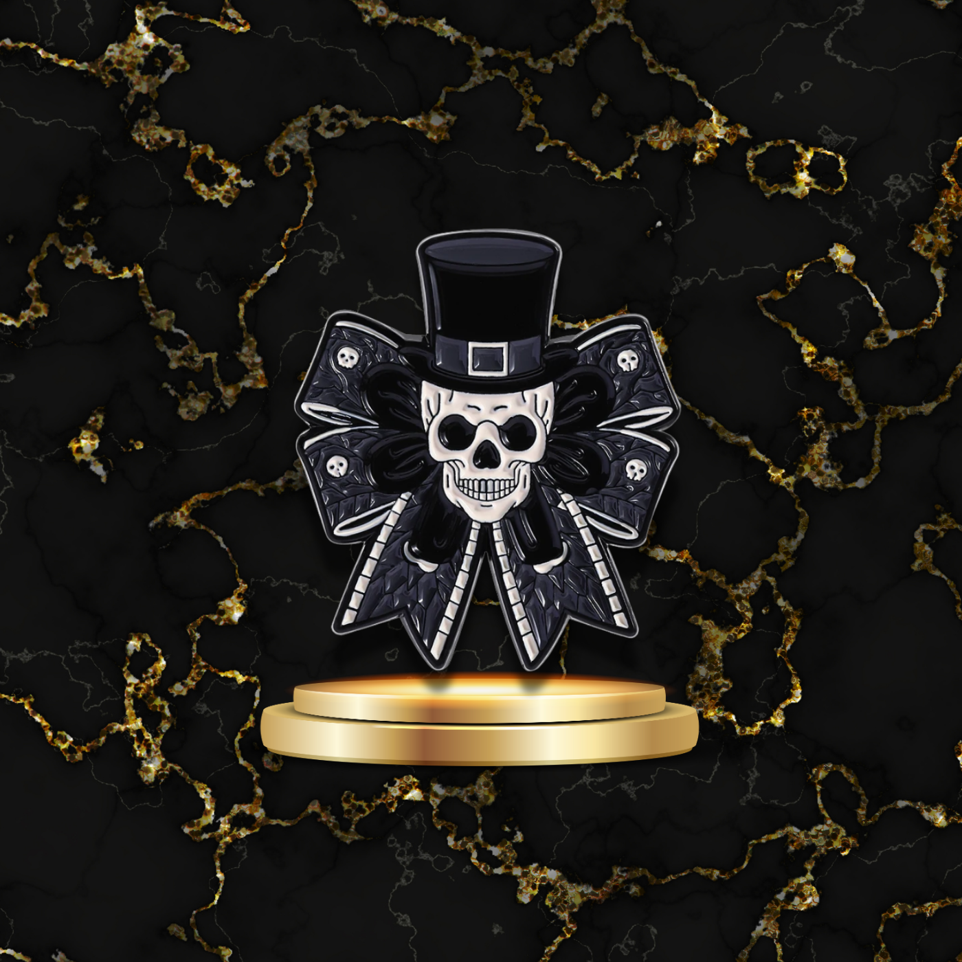 Broche Halloween nœud papillon avec détails occultes