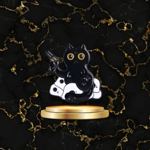 Bijou fantaisie broche chat sorcière avec chapeau