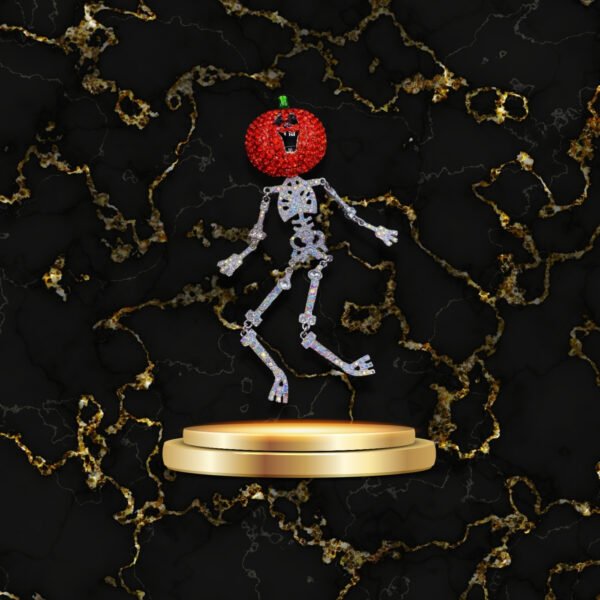 Accessoire mode broche citrouille et squelette brillant