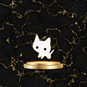 Broche Halloween chat kawaii noir et blanc