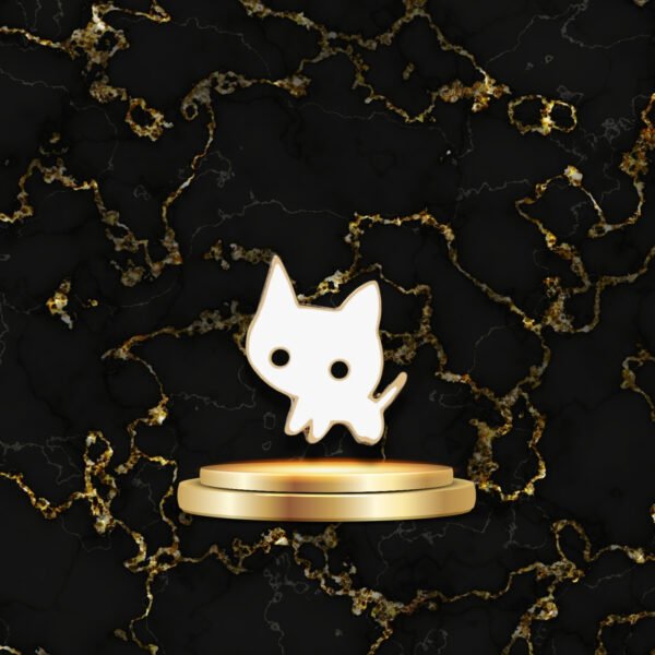 Broche Halloween chat kawaii noir et blanc
