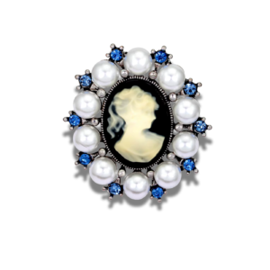Broche Camée Antique Perlée fond blanc