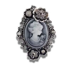 Broche Camée Fleur Mécanique fond blanc