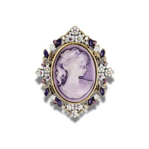 Broche Camée Ornée D’étoiles fond blanc