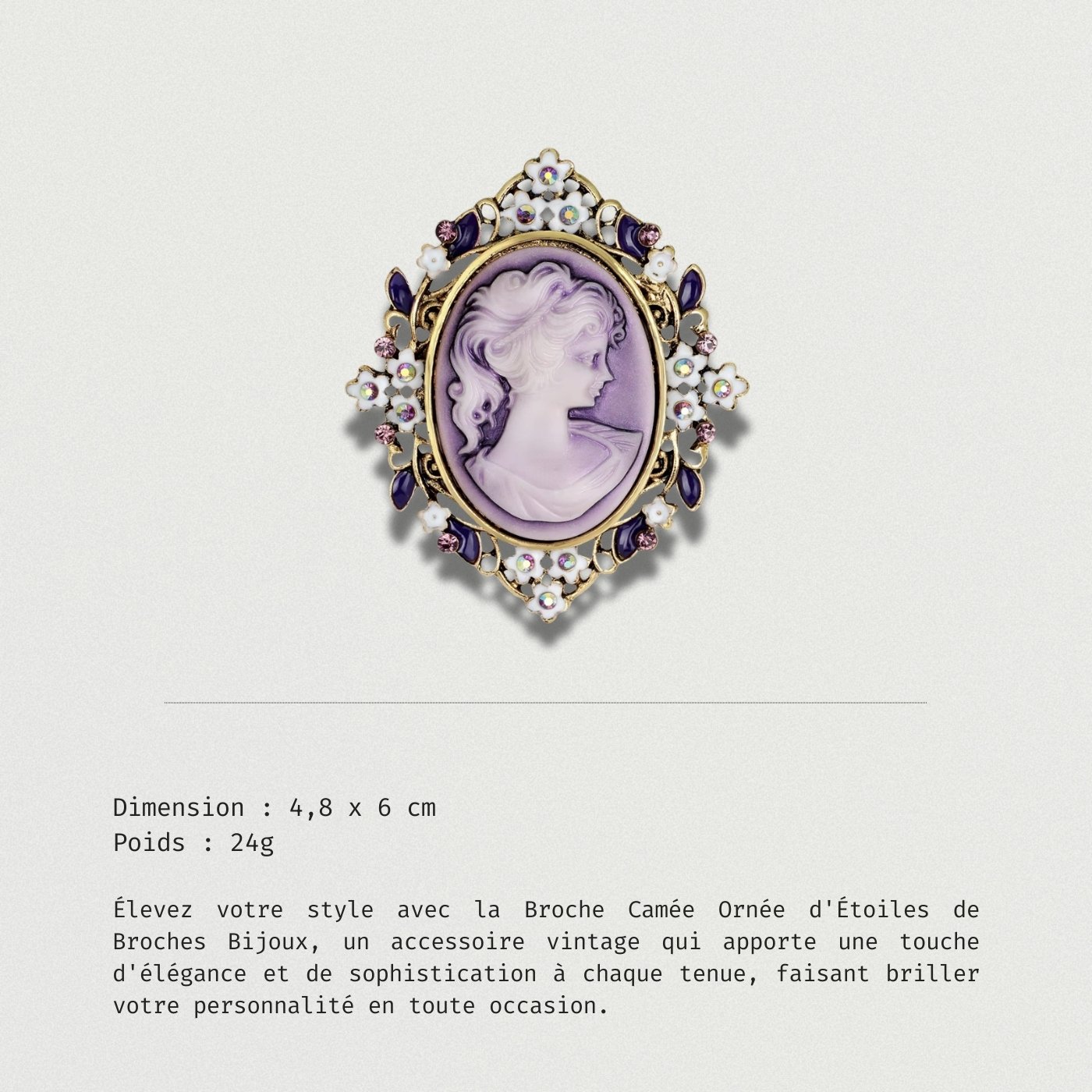 Broche Camée Ornée D’étoiles decription