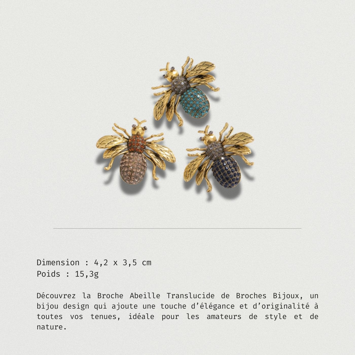 Broche Abeille Translucide marbre description