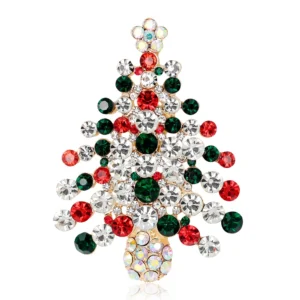 Broche sapin de Noël ornée de strass