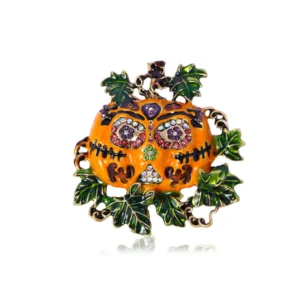 Broche Citrouille originale sur fond coloré