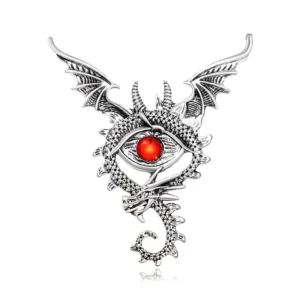 Broche Œil Rouge Dragon sur fond neutre