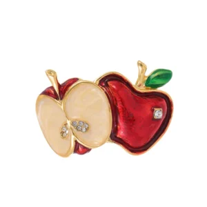Broche pomme double face élégante pour accessoires de mode