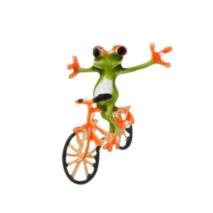 Broche grenouille en métal sur vélo, design original