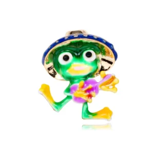 Broche grenouille au design artistique et coloré