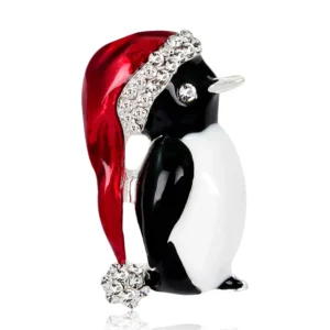 Broche en forme de pingouin pour les fêtes de Noël