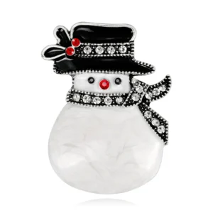 Broche en forme de bonhomme de neige pour Noël