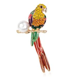 Broche en forme d'oiseau avec perle