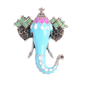 Broche représentant un éléphant de couleur bleue
