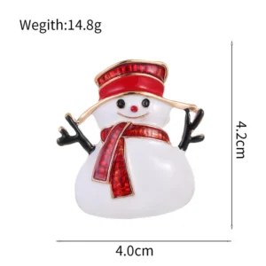 Broche bonhomme de neige avec chapeau rouge
