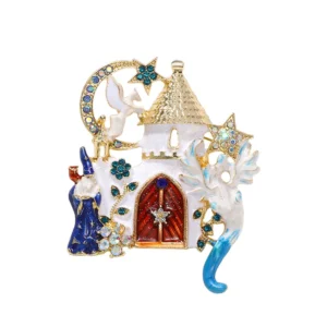 Broche en forme de maison blanche originale