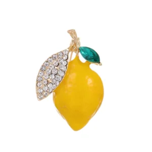 Broche en forme de citron ornée de strass