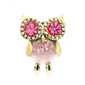 Broche en forme de hibou avec vision créative en rose