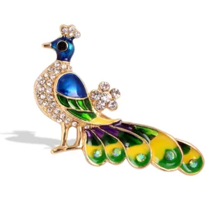 Broche Paon Royal représentant un oiseau stylisé