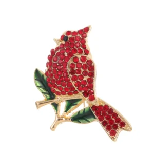 Broche Oiseau Strass Rouge vue avant