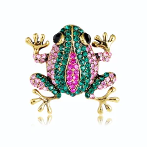 Broche en forme de grenouille ornée de strass
