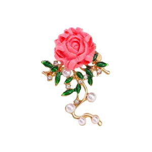 Broche métallique en forme de rose pour accessoires de mode