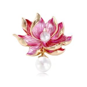 Broche Fleur De Lotus Perlé sur fond neutre
