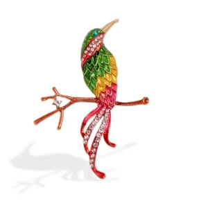 Broche en forme d'oiseau colibri stylisée