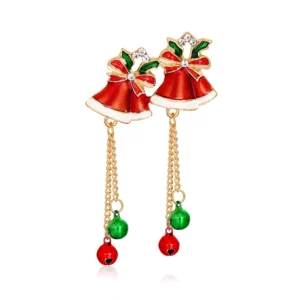Broche festive en métal en forme de clochettes de Noël
