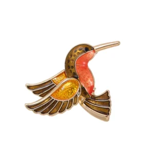 Broche en forme de colibri coloré