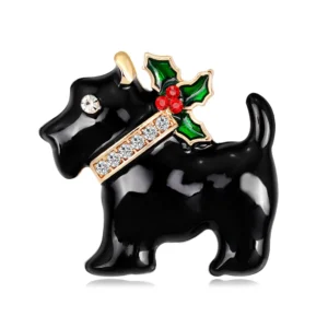 Broche représentant un chien festive pour Noël