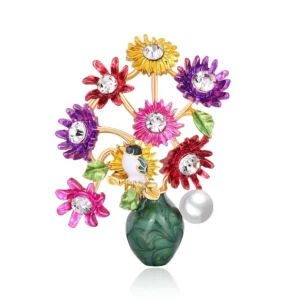 Broche en forme de bouquet de fleurs élégantes